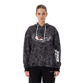 No Fear 72523 Siyah Oversize Kapüşonlu Kadın Sweatshirt