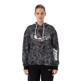 No Fear 72523 Siyah Oversize Kapüşonlu Kadın Sweatshirt