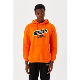 No Fear M500246 Turuncu Kapüşonlu Erkek Sweatshirt