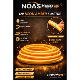 Noas YL42-0126 5 Metre 12V Amber 6x12 mm Neon Led Hortum