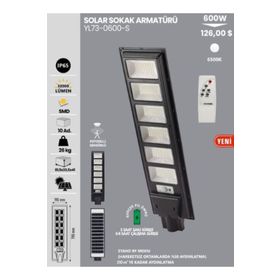 Noas YL73-0600-S 600W 6500K Solar Sokak Armatürü