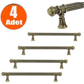 Nobel Akbatı Antik Sarı Rustik Metal 192 mm 4'lü Çekmece Dolap Kapak Kulpu