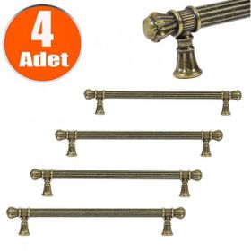 Nobel Akbatı Antik Sarı Rustik Metal 192 mm 4'lü Çekmece Dolap Kapak Kulpu