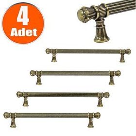 Nobel Akbatı Antik Sarı Rustik Metal 192 mm 4'lü Çekmece Dolap Kapak Kulpu