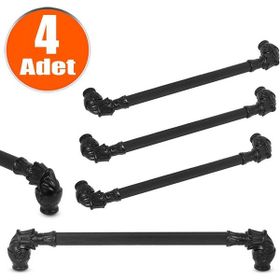 Nobel Alyans Siyah Rustik Metal 192 mm 4'lü Çekmece Dolap Kapak Kulpu