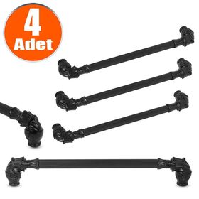 Nobel Alyans Siyah Rustik Metal 192 mm 4'lü Çekmece Dolap Kapak Kulpu