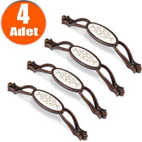 Nobel Erdem Antik Bakır Metal 128 mm 4'lü Çekmece Dolap Kapak Kulpu