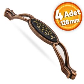 Nobel Erdem Antik Bakır Metal 128 mm 4'lü Çekmece Dolap Kapak Kulpu