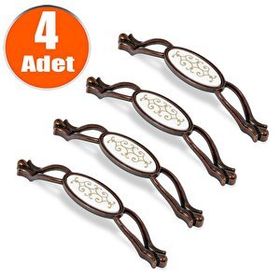 Nobel Erdem Antik Bakır Metal 128 mm 4'lü Çekmece Dolap Kapak Kulpu