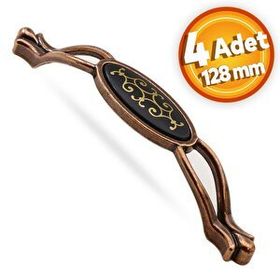 Nobel Erdem Antik Bakır Metal 128 mm 4'lü Çekmece Dolap Kapak Kulpu