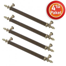 Nobel Ovacık Antik Sarı Metal 128 mm 4'lü Çekmece Dolap Kapak Kulpu