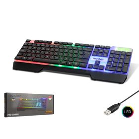 Nodar ND868 Türkçe-Q Gökkuşağı Ledli 1.40 mt USB Kablolu İnce Siyah Oyuncu Klavyesi