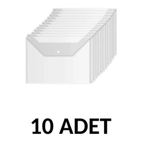 Noki 10 Adet Şeffaf A4 Çıtçıtlı Dosya Zarf Dosya