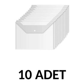 Noki 10 Adet Şeffaf A4 Çıtçıtlı Dosya Zarf Dosya