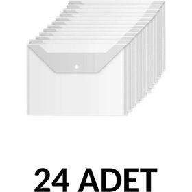 Noki 24 Adet Şeffaf A4 Çıtçıtlı Dosya Zarf Dosya