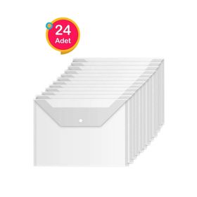 Noki 24 Adet Şeffaf A4 Çıtçıtlı Dosya Zarf Dosya