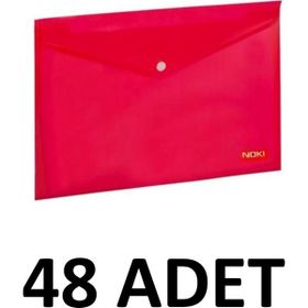 Noki 48 Adet Kırmızı Şeffaf A4 Çıtçıtlı Dosya Zarf Dosya