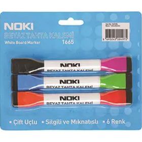 Noki Çift Uçlu Silgili 3'lü Blister Beyaz Tahta Kalemi