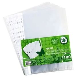 Noki Delikli A4 100'lü Paket Eko Şeffaf Poşet Dosya