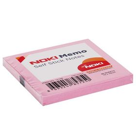 Noki Memo 12166 75x75 mm Açık Pembe 100 Yaprak Çizgisiz Yapışkanlı Not Kağıdı