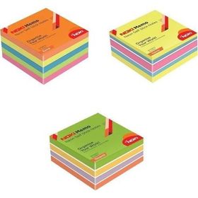 Noki Memo 75x75 mm 3'lü Gizemli-Havai-Envai Neon 1350 Yaprak Çizgisiz Yapışkanlı Küp Bloknot