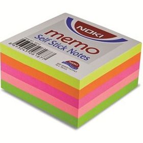 Noki Memo 75x75 mm Neon Küp 400 Yaprak Çizgisiz Çok Renkli Yapışkanlı Not Kağıdı