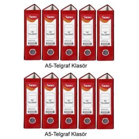Noki Telgraf Plastik A5 Kırmızı 10 Adet Klasör
