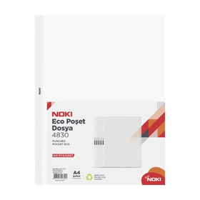 Noki XL Delikli A4 100'lü Paket Şeffaf Poşet Dosya