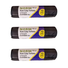 Norm 2 Kat Siyah 400 gr 80x110 cm 10'lu Endüstriyel Jumbo Çöp Poşeti