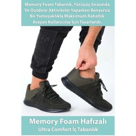 North of Wild 45001 Mustang Tekstil Ultra Comfort Memory Foam Haki Erkek Spor Ayakkabı