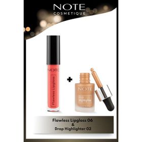Note Drop 02 Charming Desert Highlighter+06 Flawless Pembe Lip Gloss