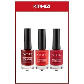 Note Nail Flawless 3'lü Kırmızı Oje Seti