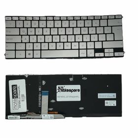 Notespare Asus UX490 UX490UA Işıklı Gümüş Türkçe Uyumlu Laptop Klavye
