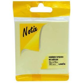Notix Pastel Sarı 100 Yaprak 75x75 Asmalı Yapışkanlı Not Kağıdı