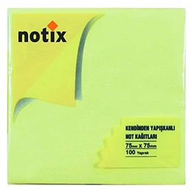 Notix Pastel Sarı 100 Yaprak 75x75 Asmalı Yapışkanlı Not Kağıdı