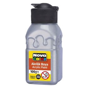 Nova Color NC-2036 Gümüş 100 gr Şişe Akrilik Boya