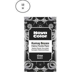 Nova Color NC-904 12'li Siyah 12 gr Toz Kumaş Boyası