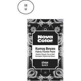 Nova Color NC-904 12'li Siyah 12 gr Toz Kumaş Boyası