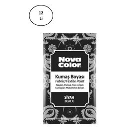 Nova Color NC-904 12'li Siyah 12 gr Toz Kumaş Boyası