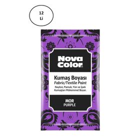 Nova Color NC-907 12'li 12 GR Mor Toz Kumaş Boyası