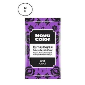 Nova Color NC-907 12'li 12 GR Mor Toz Kumaş Boyası