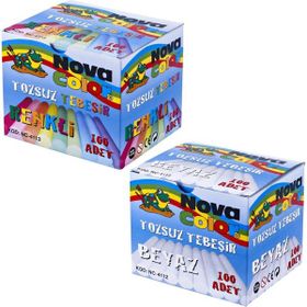 Nova Color Tozsuz Beyaz ve Renkli 200'lü Tebeşir Seti