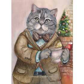 Nova Puzzle 1000 Parça Sosyetik Kedi, Şömine Keyfi Puzzle