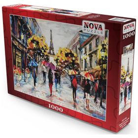 Nova Puzzle 1000 Parça Yağmurlu Havada Eyfel Sokakları Yağlıboya