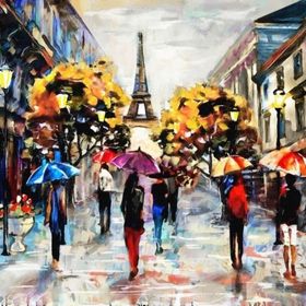 Nova Puzzle 1000 Parça Yağmurlu Havada Eyfel Sokakları Yağlıboya