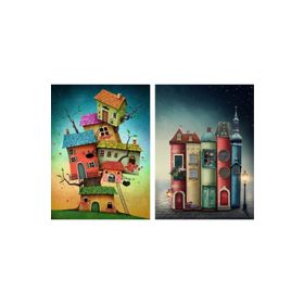 Nova Puzzle 2x1000 Parça Fantastik Evler ve Kitap Sokağı Puzzle Seti