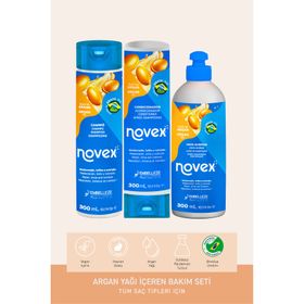 Novex Argan Oil 300 ML Şampuan + 300 ML Saç Kremi + Durulanmayan 300 GR Bakım Kremi