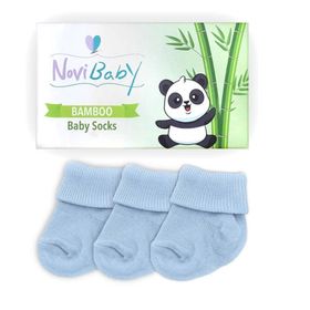 Novibaby Bambu Dusty Blue 0-6 Ay 3'lü Yenidoğan Bebek Çorabı