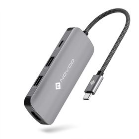 Novoo RS6 Pro Type-C to 4K HDMI 2xUSB-A 3.2 ve 2xUSB-C PD 100 Watt AUX Dönüştürücü Adaptör