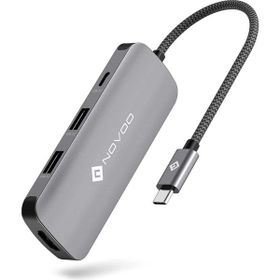 Novoo RS6 Pro Type-C to 4K HDMI 2xUSB-A 3.2 ve 2xUSB-C PD 100 Watt AUX Dönüştürücü Adaptör